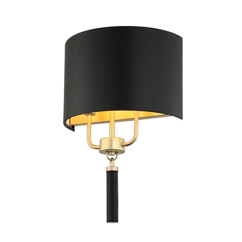 Secret Agent 2-Light 18" Wall Sconce in Painted Gold/Black Leather