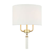 Secret Agent 2-Light 18" Wall Sconce in Painted Gold/White Leather