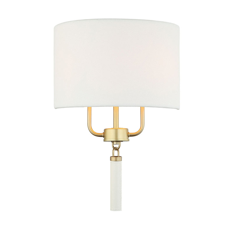 Secret Agent 2-Light 18" Wall Sconce in Painted Gold/White Leather