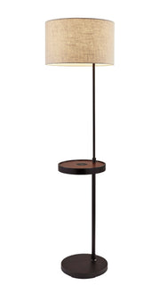 Oliver Shelf Floor Lamp in Matte Black/Walnut Wood