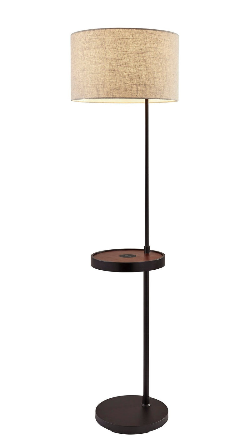 Oliver Shelf Floor Lamp in Matte Black/Walnut Wood