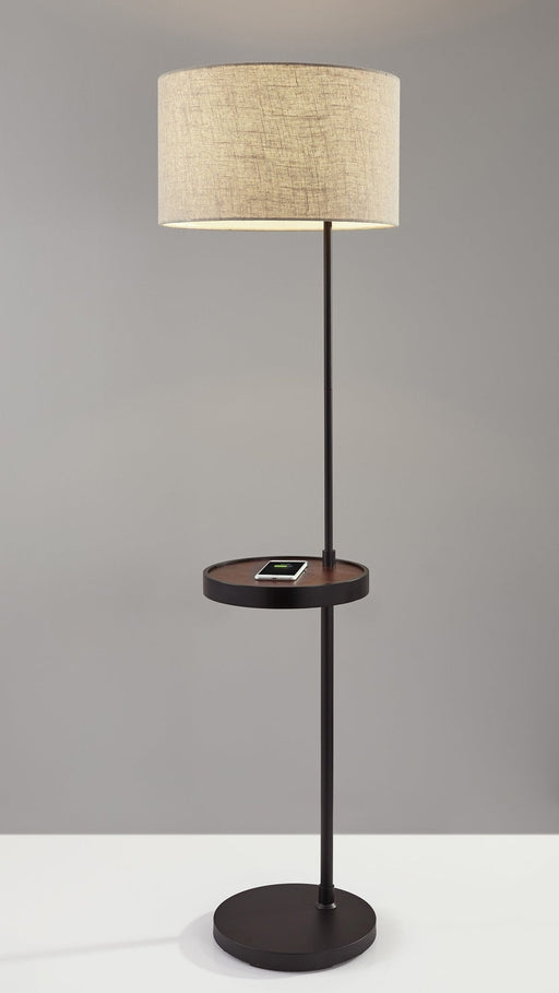 Oliver Shelf Floor Lamp in Matte Black/Walnut Wood