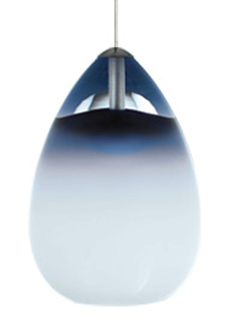 Alina Mini Pendant in Antique Bronze with Steel Blue Glass