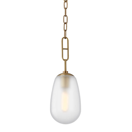 Bruckner 1 Light Small Pendant in Aged Brass
