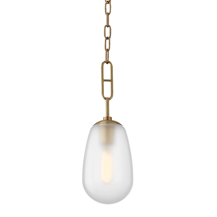 Bruckner 1 Light Small Pendant in Aged Brass