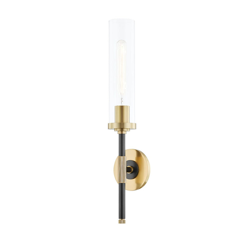 Bowery Clear Glass Wall Sconce in Aged Brass/old Bronze