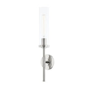 Bowery Clear Glass Wall Sconce in Polished Nickel