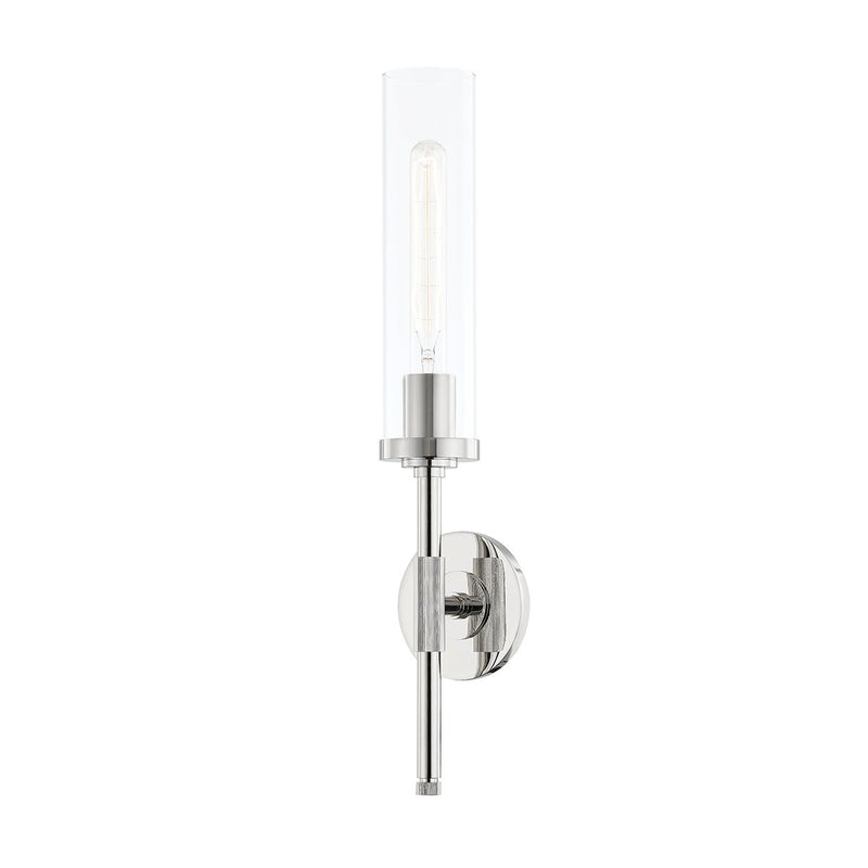 Bowery Clear Glass Wall Sconce in Polished Nickel