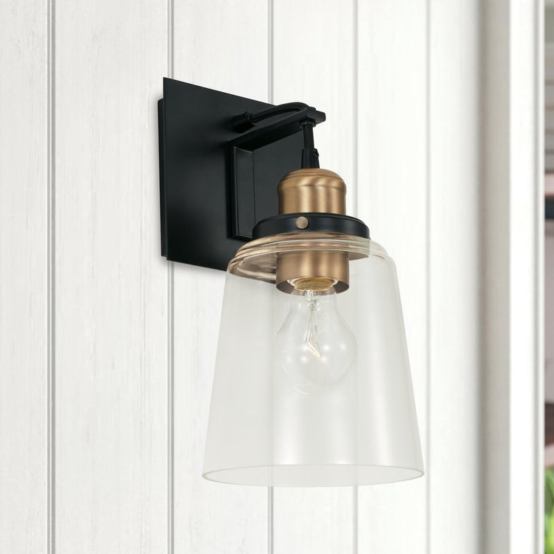 Fallon Wall Sconce in Aged Brass and Black