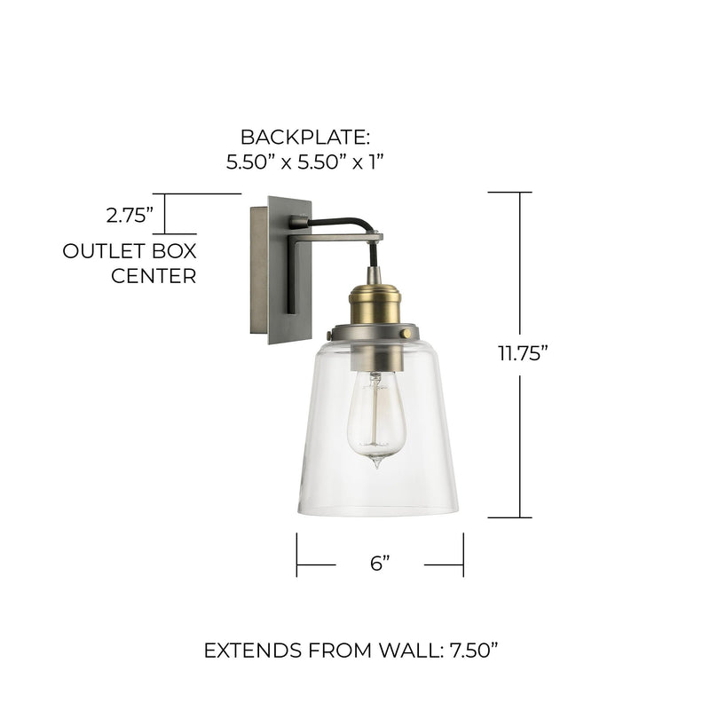 Fallon Wall Sconce in Graphite and Aged Brass