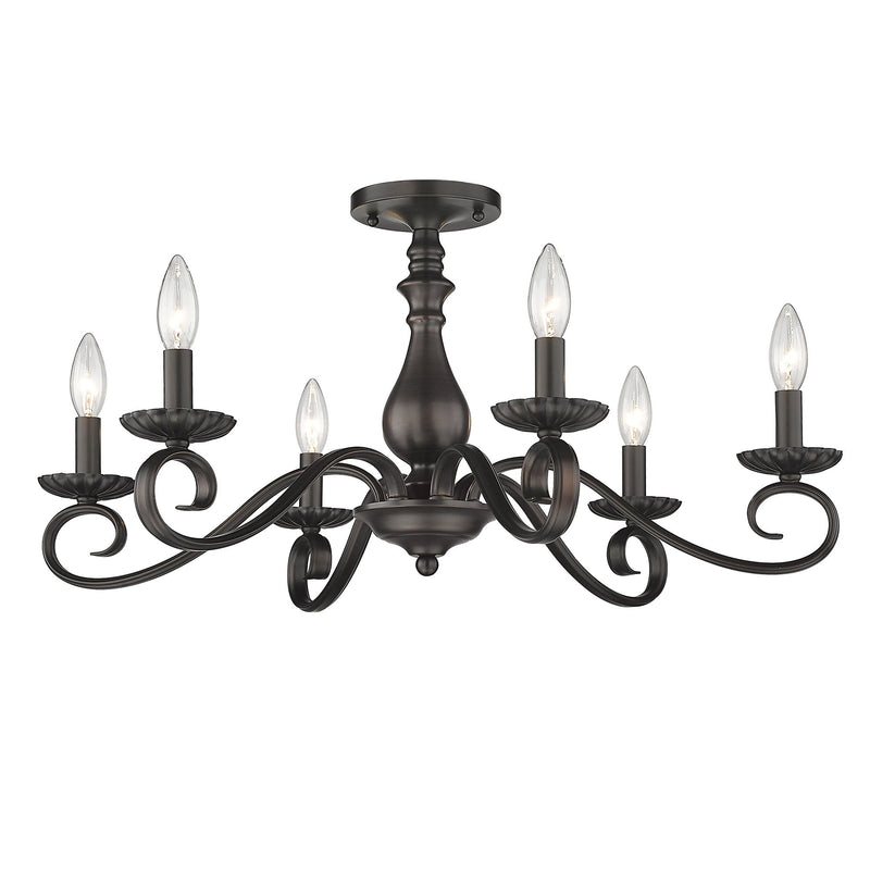 Larrick 6-Light Semi-Flush Mount in Rubbed Bronze
