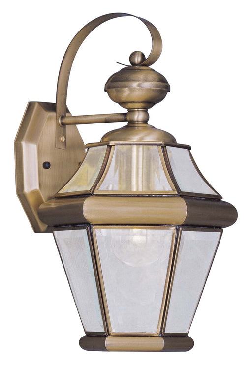Georgetown 1 Light Outdoor Wall Lantern in Antique Brass