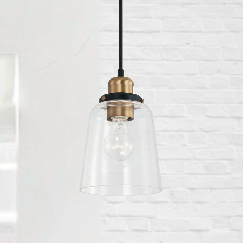 Fallon Mini Pendant in Aged Brass and Black