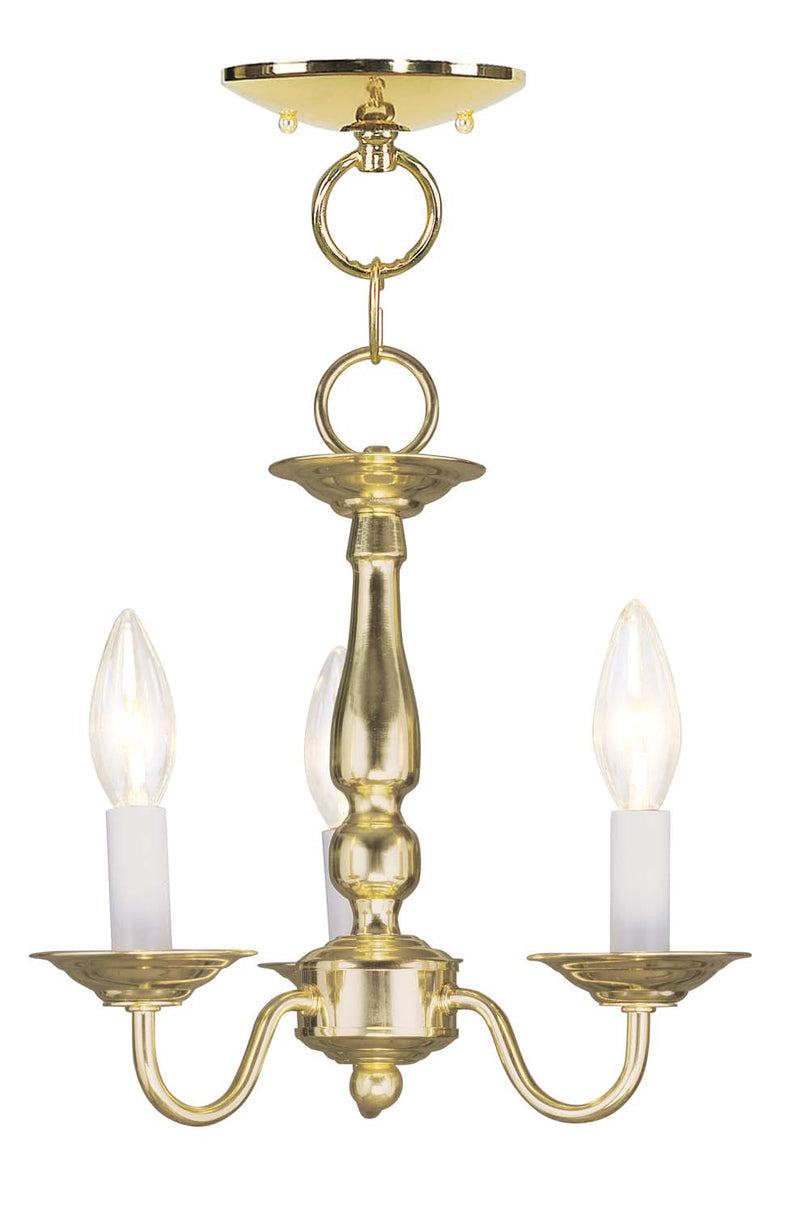 Williamsburgh 3 Light Convertible Mini Chandelier/Ceiling Mount in Polished Brass