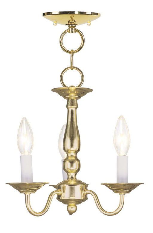 Williamsburgh 3 Light Convertible Mini Chandelier/Ceiling Mount in Polished Brass