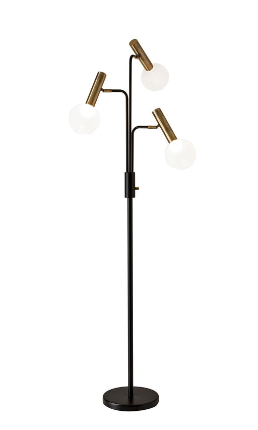 Sinclair 3-Light LED Tree Floor Lamp in Black & Antique Brass