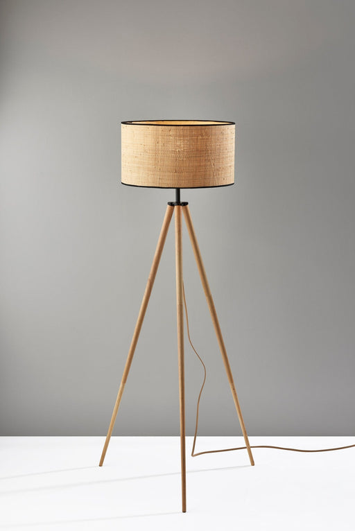 Jackson Floor Lamp in Natural Wood W. Black