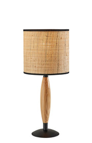 Cayman Table Lamp in Black & Natural Wood