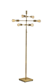 Sputnik 6-Light Tree Floor Lamp in Antique Brass