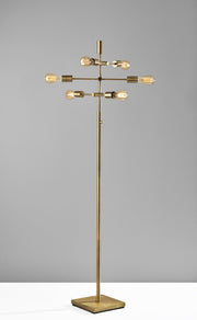 Sputnik 6-Light Tree Floor Lamp in Antique Brass