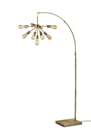 Sputnik 9-Light Arc Floor Lamp in Antique Brass