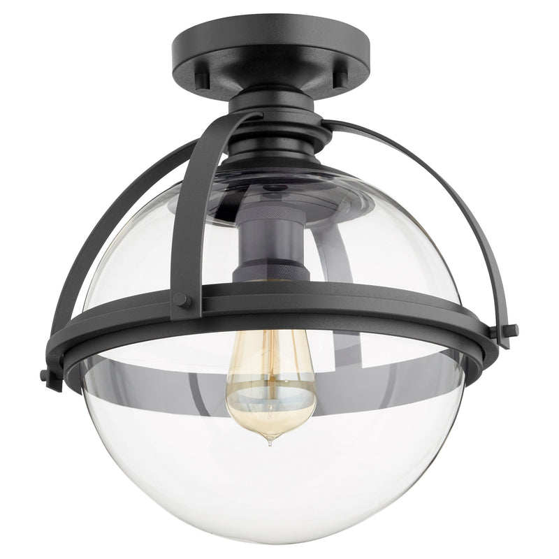 12" Globe Semi-Flush Ceiling Mount in Textured Black