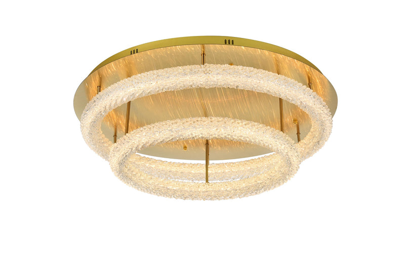 Bowen 2-Light 33.5" Flush Mount in Satin Gold