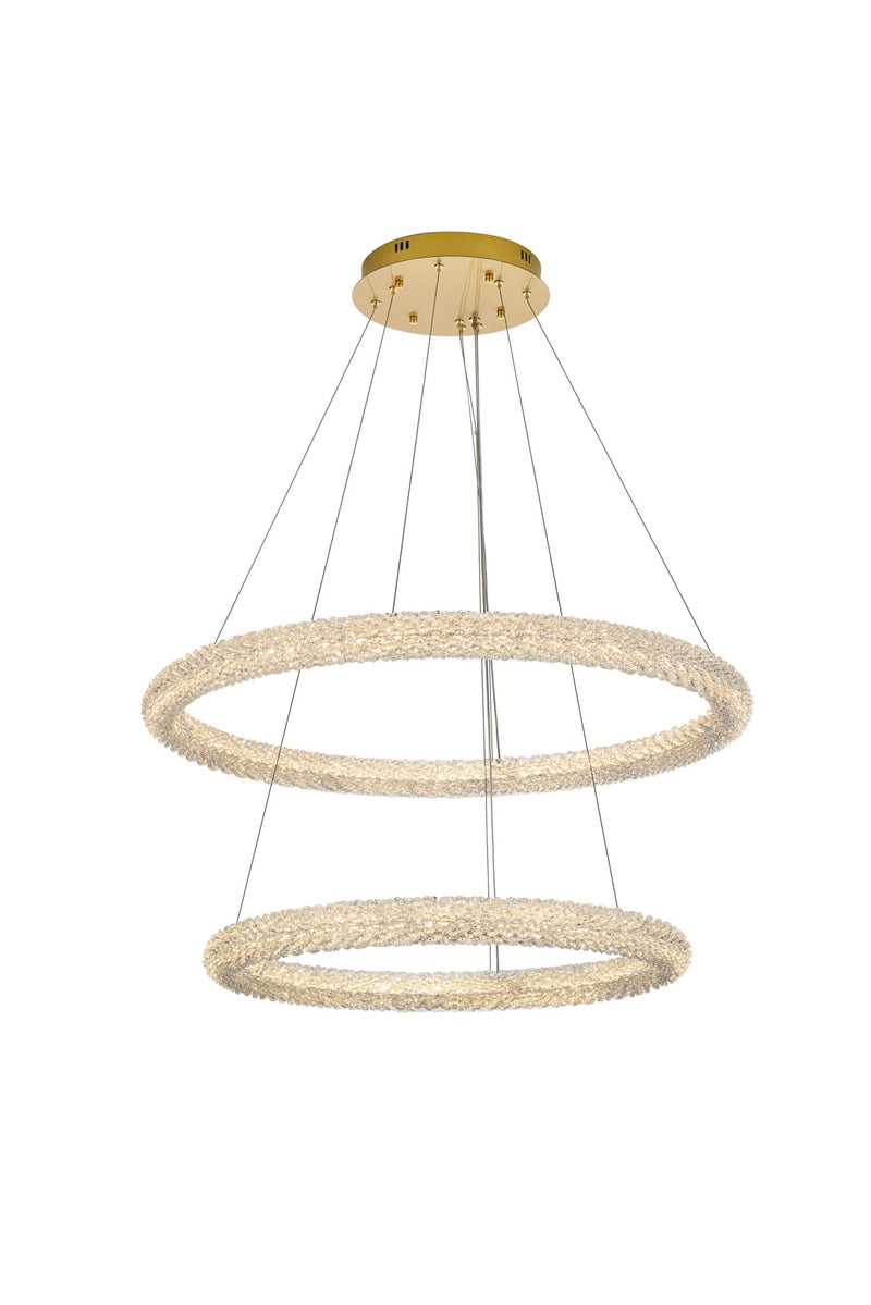 Bowen 2-Light 35.5" Chandelier in Satin Gold