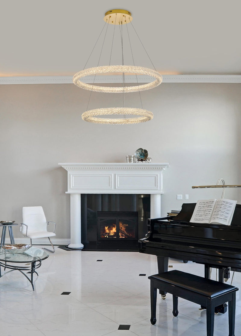 Bowen 2-Light 35.5" Chandelier in Satin Gold