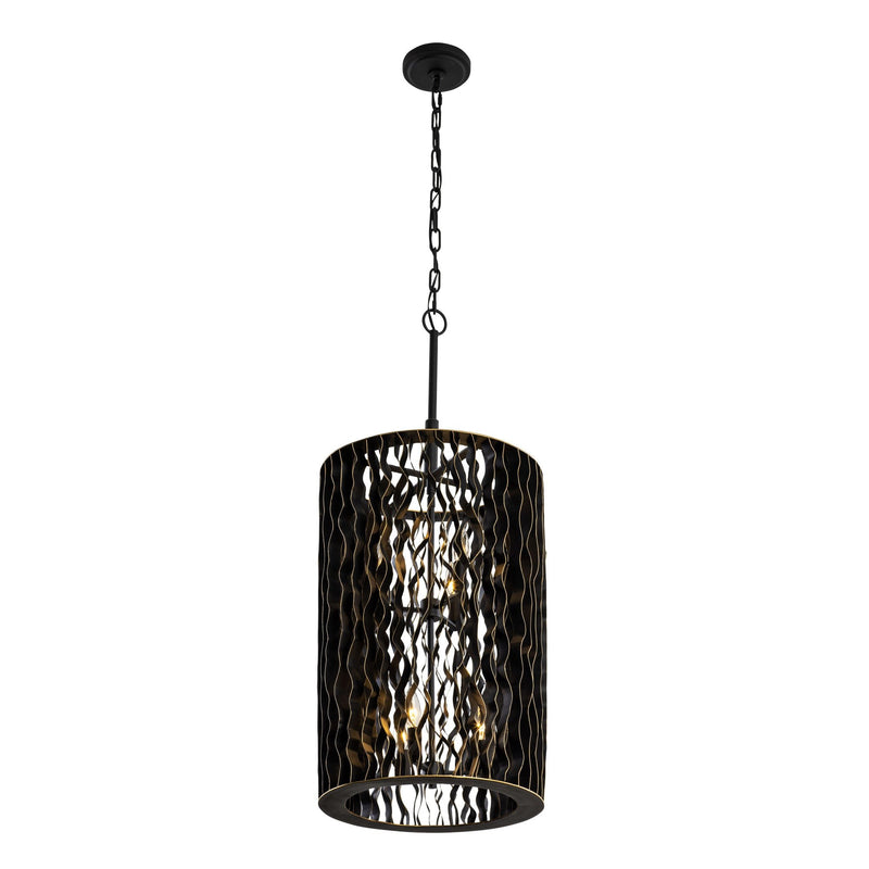 Estela 6-Light 16" Foyer Pendant in Matte Black/French Gold