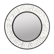 Estela 30" Round Wall Mirror in Matte Black/French Gold