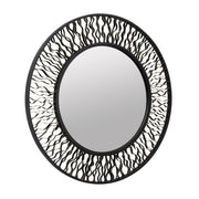 Estela 30" Round Wall Mirror in Matte Black/French Gold