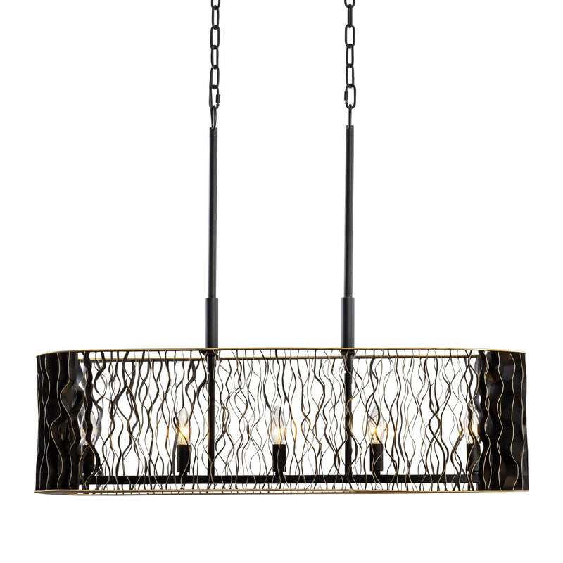Estela 5-Light 36" Linear Pendant in Matte Black/French Gold