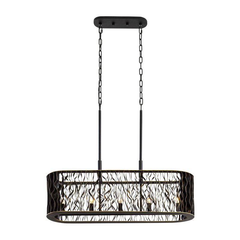 Estela 5-Light 36" Linear Pendant in Matte Black/French Gold
