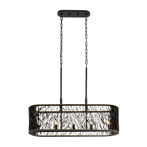 Estela 5-Light 36" Linear Pendant in Matte Black/French Gold