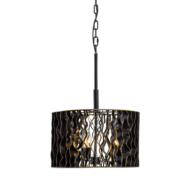 Estela 3-Light 16" Convertible Pendant / Semi-Flush in Matte Black/French Gold