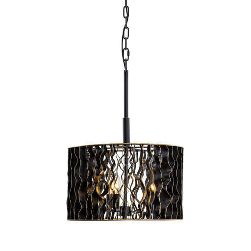 Estela 3-Light 16" Convertible Pendant / Semi-Flush in Matte Black/French Gold