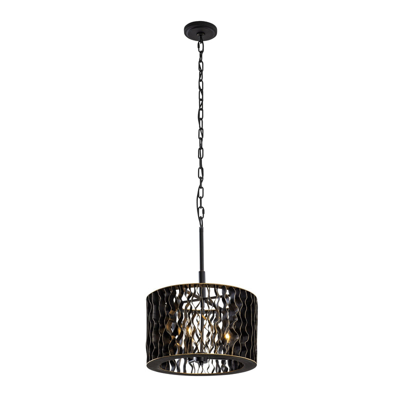 Estela 3-Light 16" Convertible Pendant / Semi-Flush in Matte Black/French Gold
