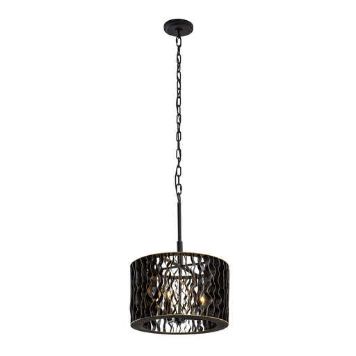 Estela 3-Light 16" Convertible Pendant / Semi-Flush in Matte Black/French Gold