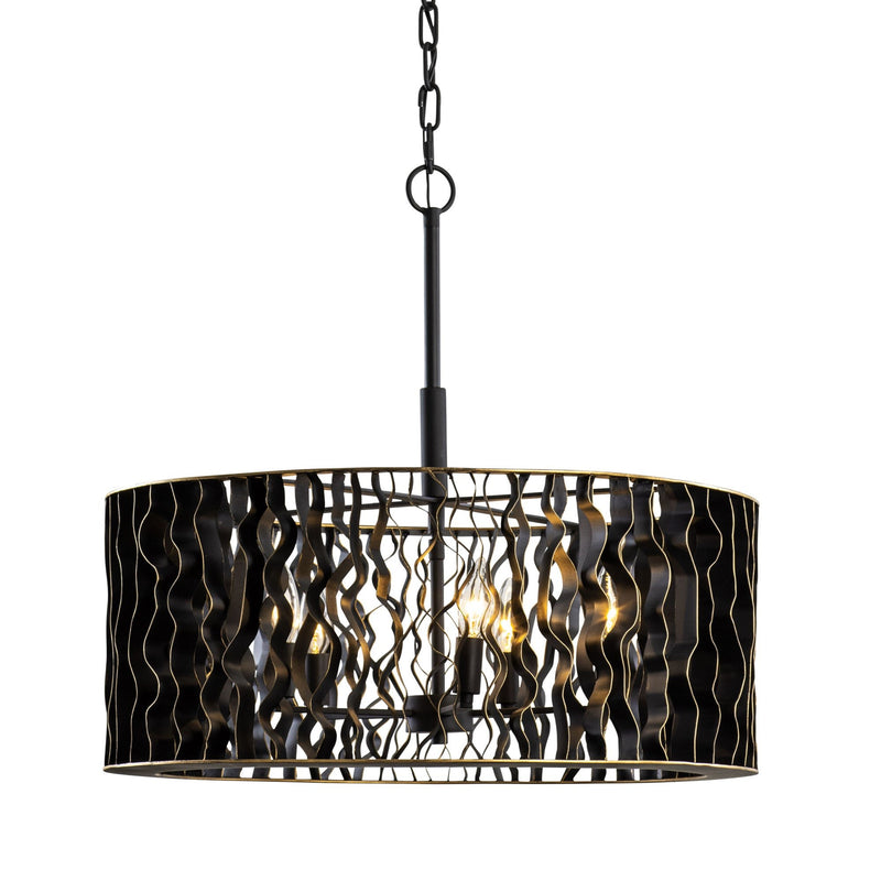 Estela 5-Light 24" Pendant in Matte Black/French Gold