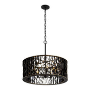 Estela 5-Light 24" Pendant in Matte Black/French Gold