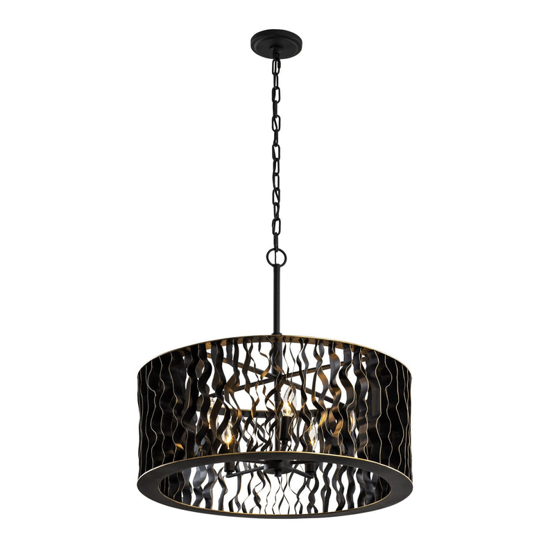 Estela 5-Light 24" Pendant in Matte Black/French Gold