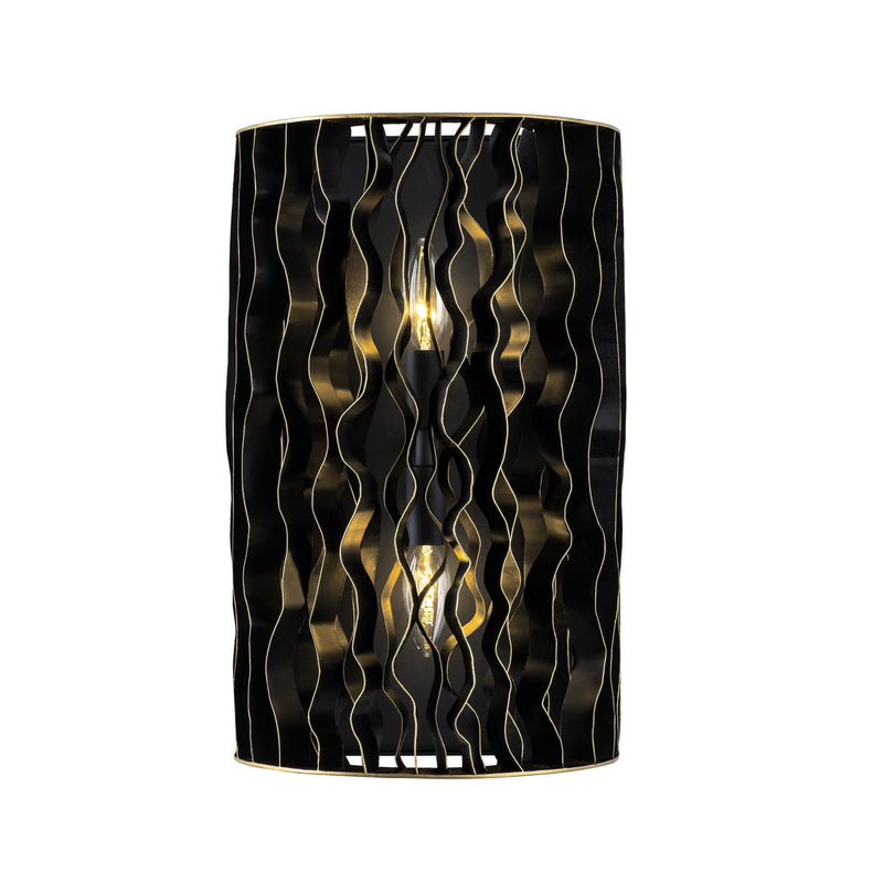 Estela 2-Light 16" Wall Sconce in Matte Black/French Gold