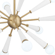 Zodiac 12 Light 34" Chandelier in Aged Brass + Matte White