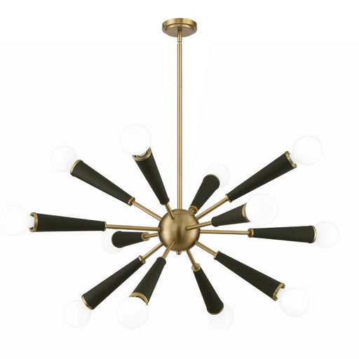 Zodiac 12 Light 34" Chandelier in Aged Brass