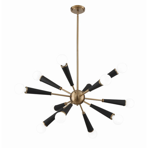 Zodiac 12 Light 34" Chandelier in Aged Brass