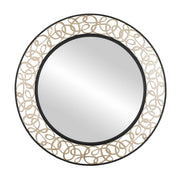Scribble 33" Round Wall Mirror in Matte Black/Artifact
