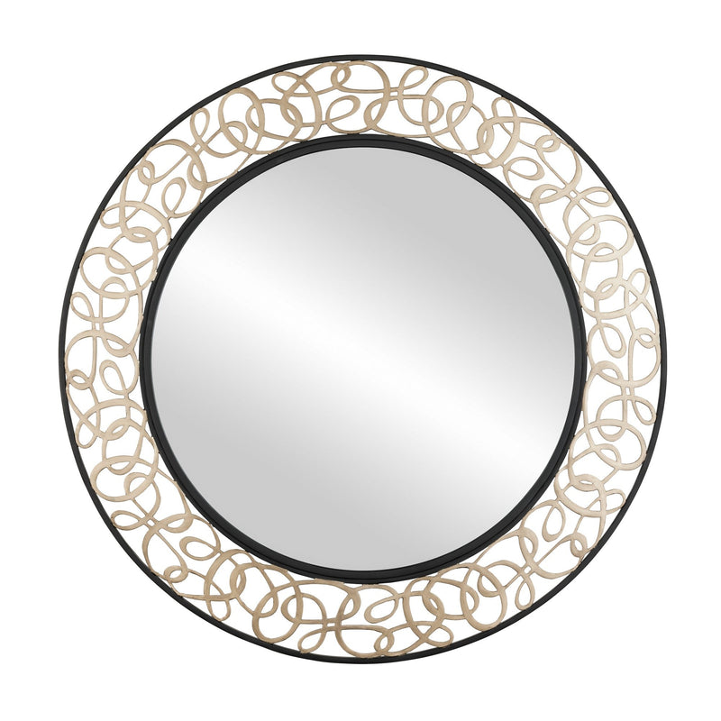 Scribble 33" Round Wall Mirror in Matte Black/Artifact