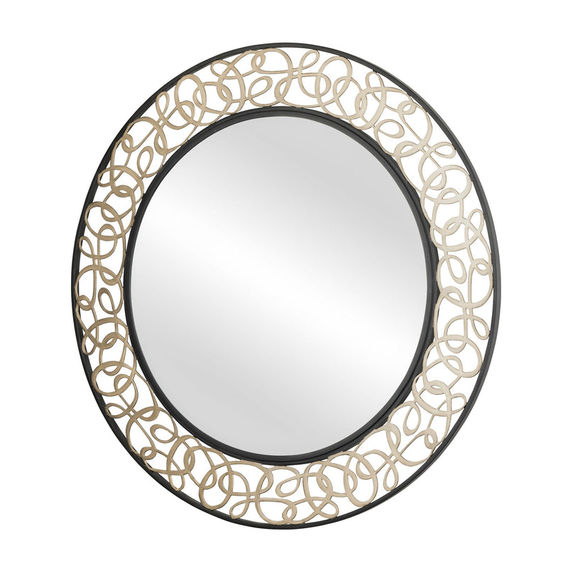 Scribble 33" Round Wall Mirror in Matte Black/Artifact