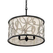 Scribble 3-Light 18" Convertible Pendant / Semi-Flush in Matte Black/Artifact